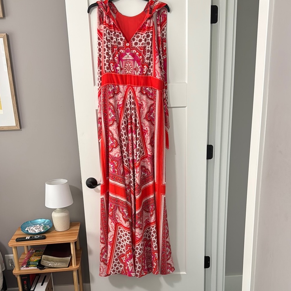 Eliza J Red and White Ruffled Tiered Sundress